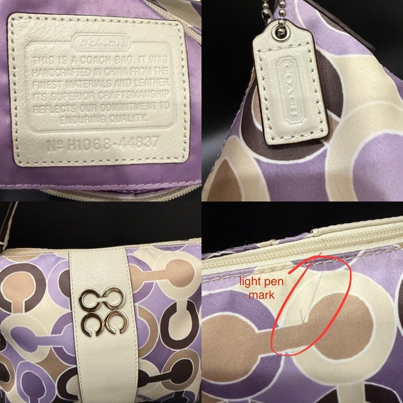 COACH 44837 Julia Outline OP Art Lilac Sateen Pouch Small Purse Shoulder Handbag - Picture 13 of 16